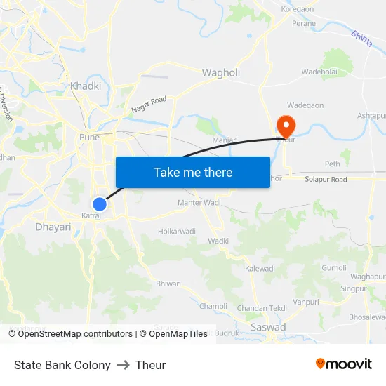 State Bank Colony to Theur map