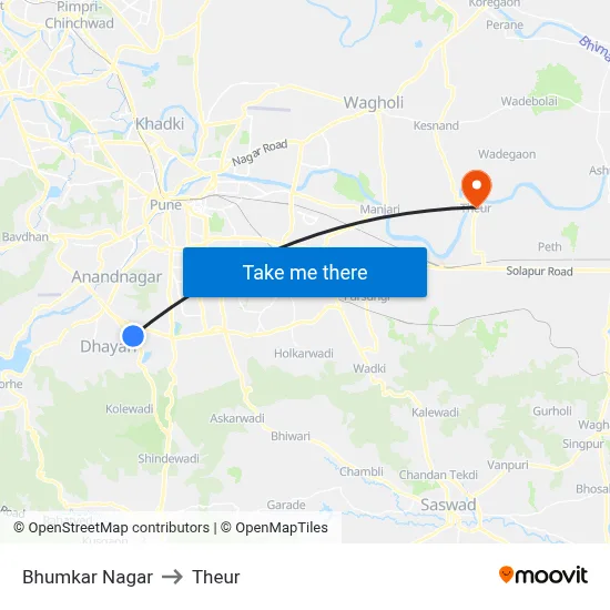 Bhumkar Nagar to Theur map