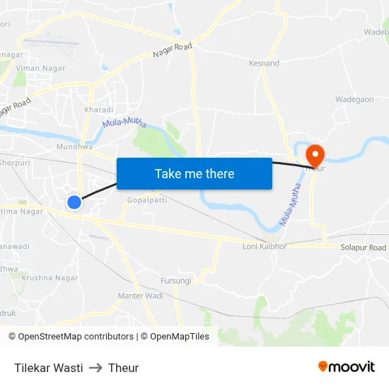 Tilekar Wasti to Theur map