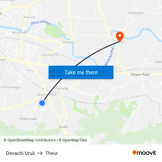 Devachi Uruli to Theur map