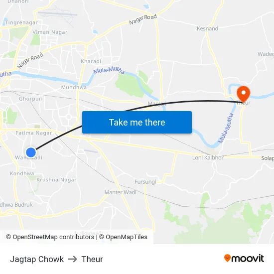 Jagtap Chowk to Theur map