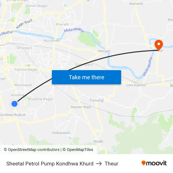 Sheetal Petrol Pump Kondhwa Khurd to Theur map