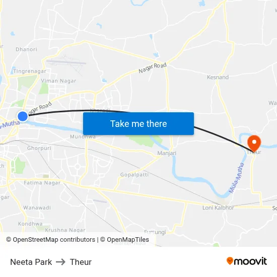Neeta Park to Theur map