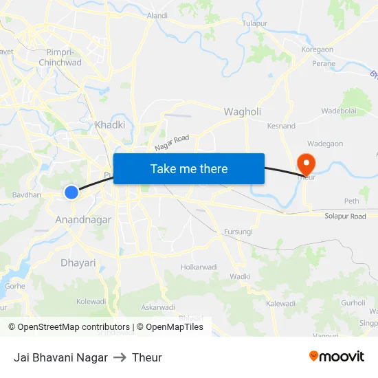 Jai Bhavani Nagar to Theur map