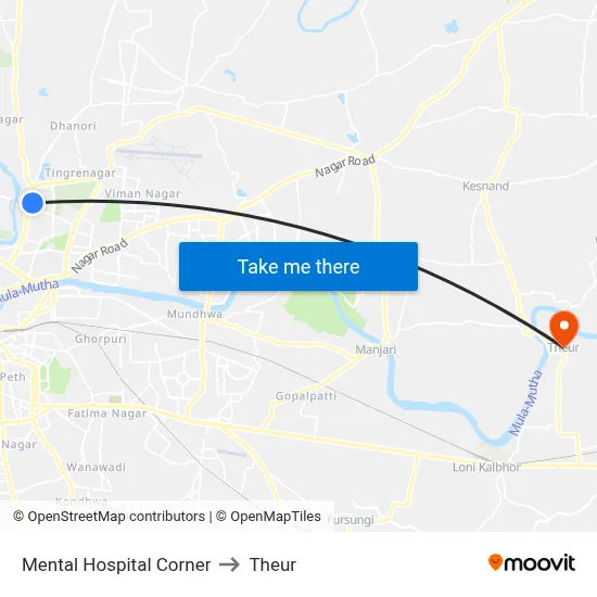 Mental Hospital Corner to Theur map