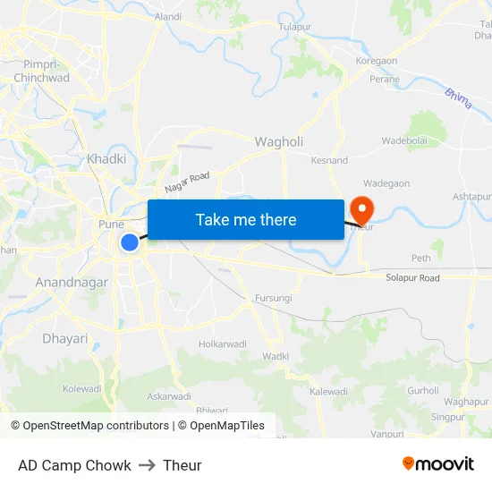 AD Camp Chowk to Theur map