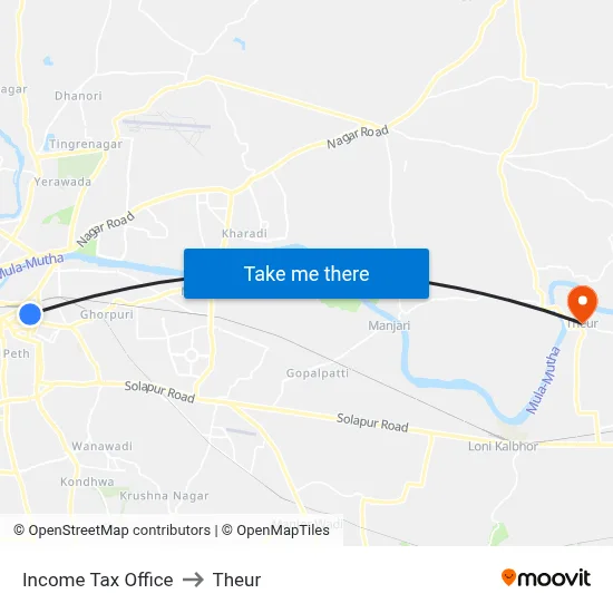 Income Tax Office to Theur map