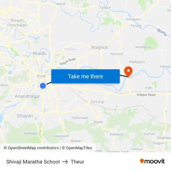 Shivaji Maratha School to Theur map