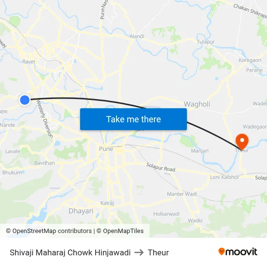 Shivaji Maharaj Chowk Hinjawadi to Theur map