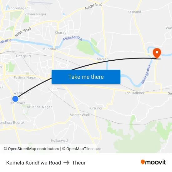 Kamela Kondhwa Road to Theur map