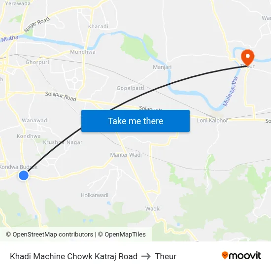 Khadi Machine Chowk Katraj Road to Theur map
