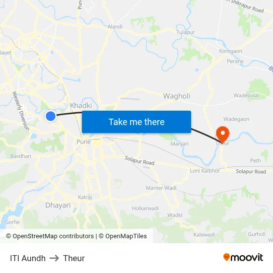 ITI Aundh to Theur map