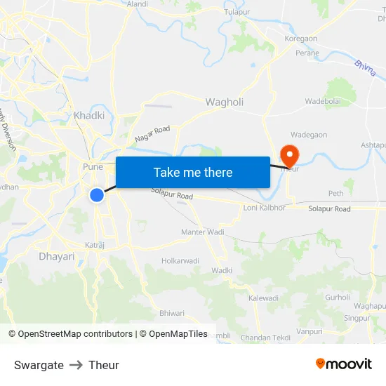 Swargate to Theur map