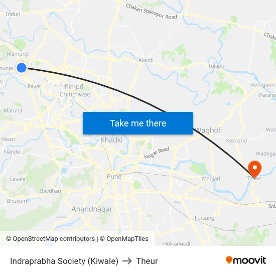 Indraprabha Society (Kiwale) to Theur map