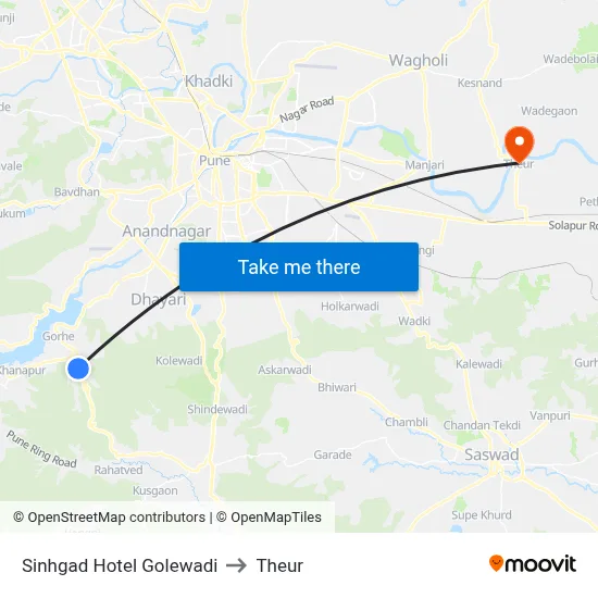 Sinhgad Hotel Golewadi to Theur map
