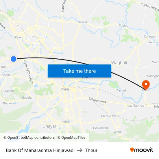 Bank Of Maharashtra Hinjawadi to Theur map