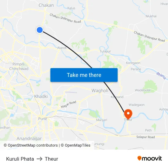 Kuruli Phata to Theur map
