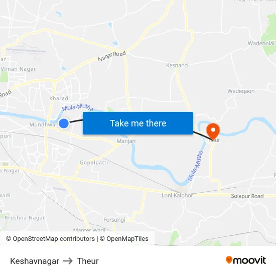 Keshavnagar to Theur map