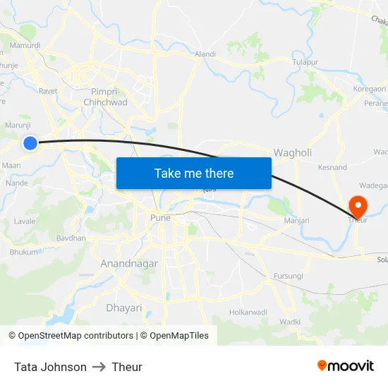 Tata Johnson to Theur map