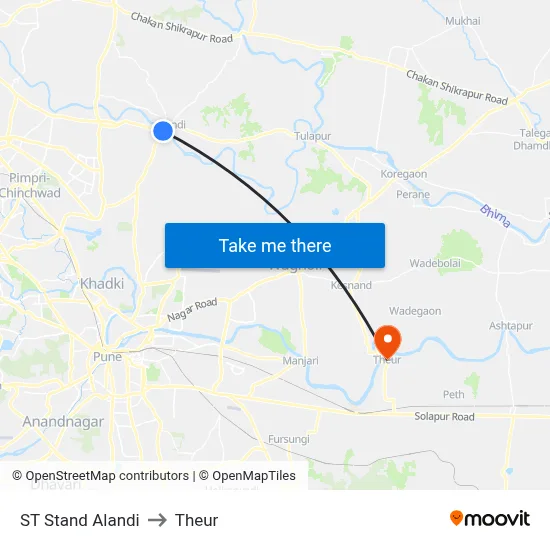 ST Stand Alandi to Theur map