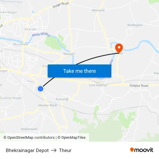 Bhekrainagar Depot to Theur map