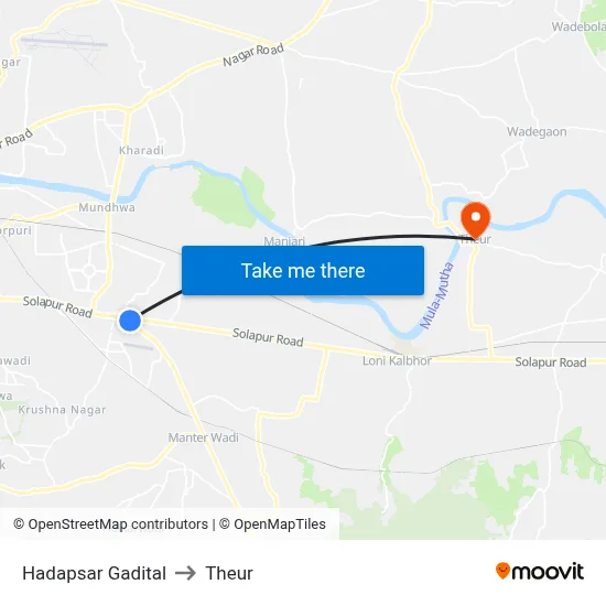Hadapsar Gadital to Theur map