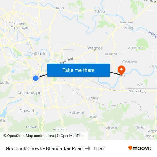 Goodluck Chowk to Theur map