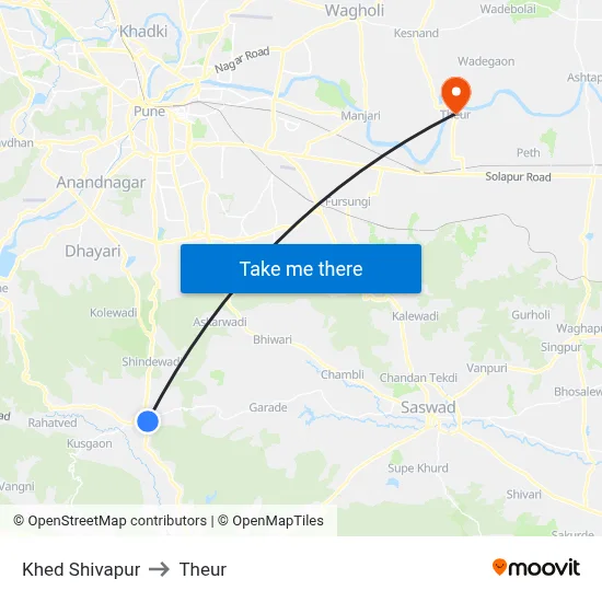 Khed Shivapur to Theur map