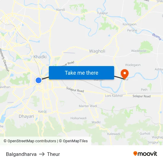 Balgandharva to Theur map