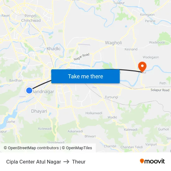 Cipla Center Atul Nagar to Theur map