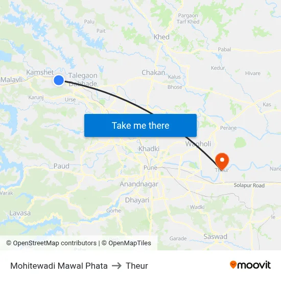 Mohitewadi Mawal Phata to Theur map