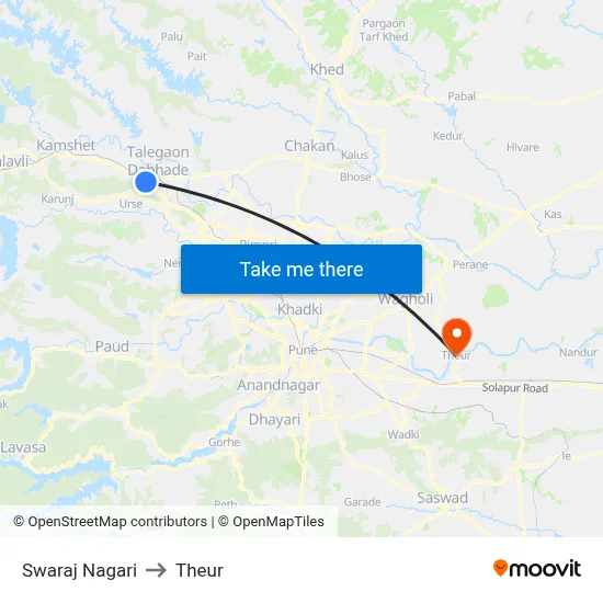 Swaraj Nagari to Theur map