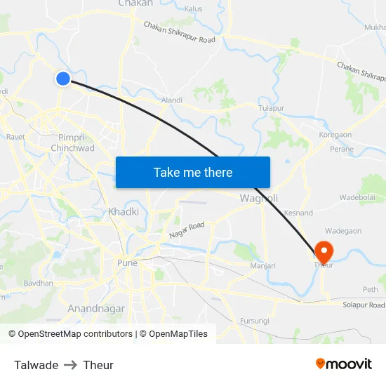 Talwade to Theur map