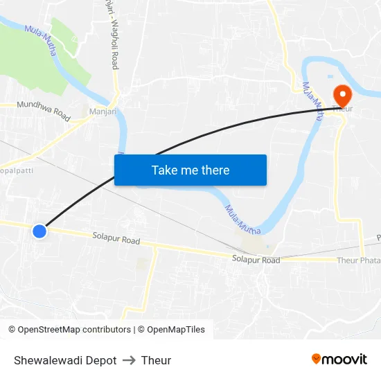 Shewalewadi Depot to Theur map