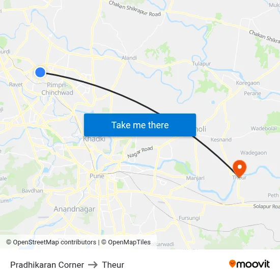 Pradhikaran Corner to Theur map