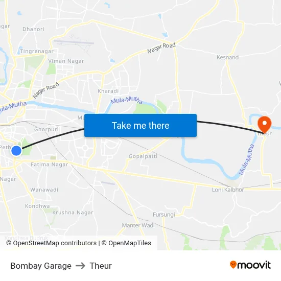 Bombay Garage to Theur map