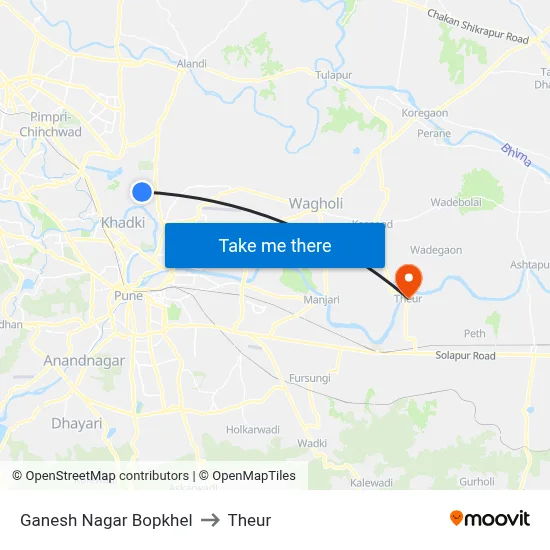 Ganesh Nagar Bopkhel to Theur map