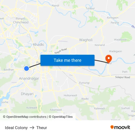 Ideal Colony to Theur map