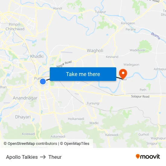 Apollo Talkies to Theur map