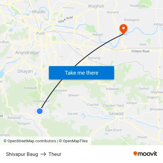 Shivapur Baug to Theur map