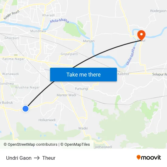 Undri Gaon to Theur map