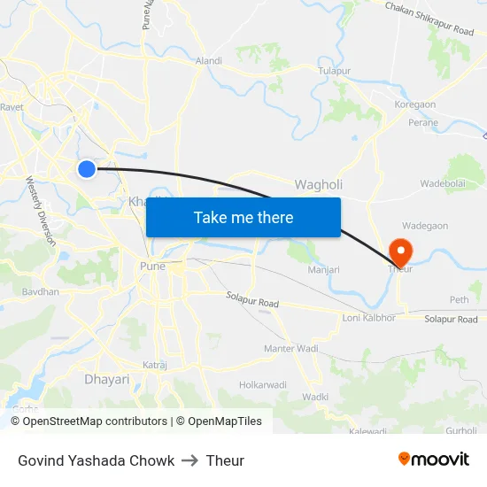 Govind Yashada Chowk to Theur map