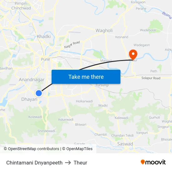 Chintamani Dnyanpeeth to Theur map
