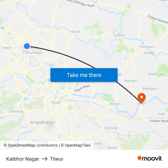 Kalbhor Nagar to Theur map