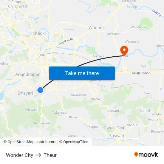 Wonder City to Theur map