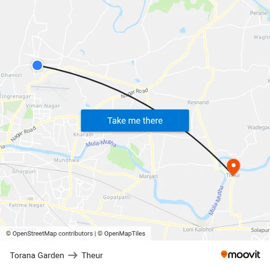 Torana Garden to Theur map