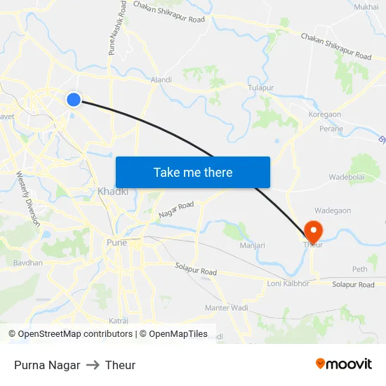 Purna Nagar to Theur map