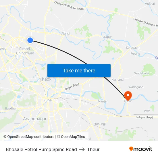 Bhosale Petrol Pump Spine Road to Theur map