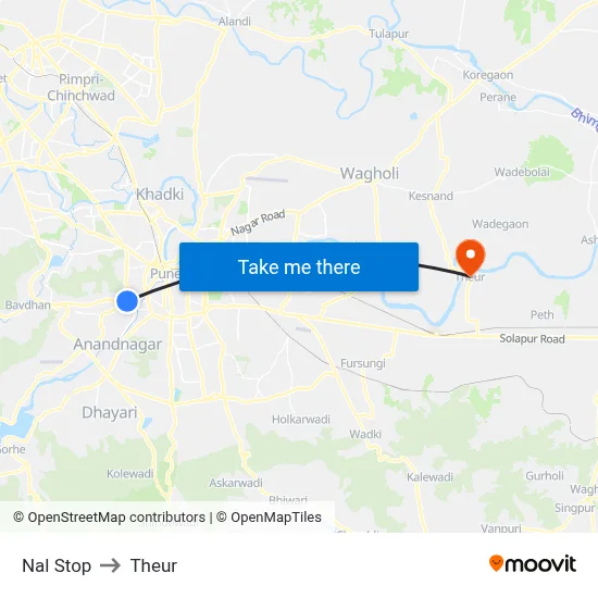 Nal Stop to Theur map