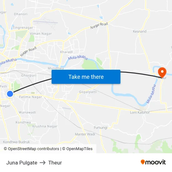 Juna Pulgate to Theur map